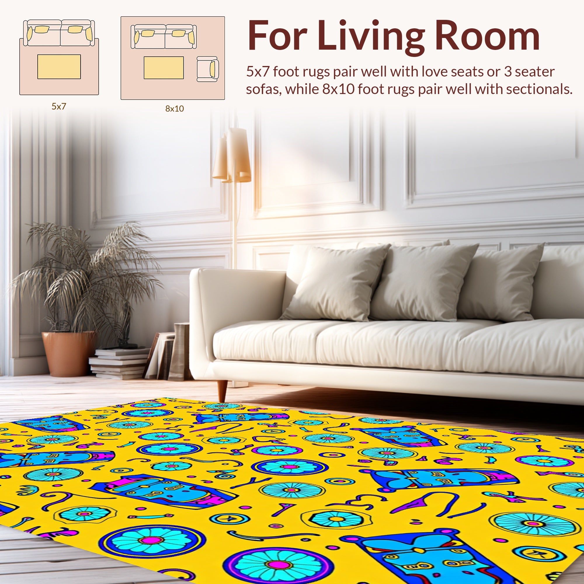 Whimsical Floral Abstract Pattern Rug