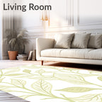 Delicate Pale Green Leafy Branches Rug