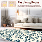 Dark Blue Leafy Vine Pattern Rug