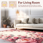 Floral Vines Pink Peonies Design Rug