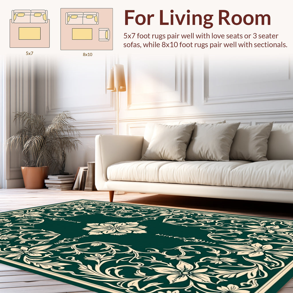 Ornate Floral Vines Patterned Rug