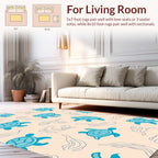 Playful Sea Turtle Seaweed Pattern Rug