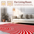 Red White Abstract Swirl Pattern Rug