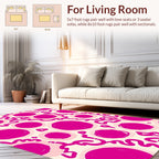 Vibrant Pink Circles and Wavy Stripes Rug