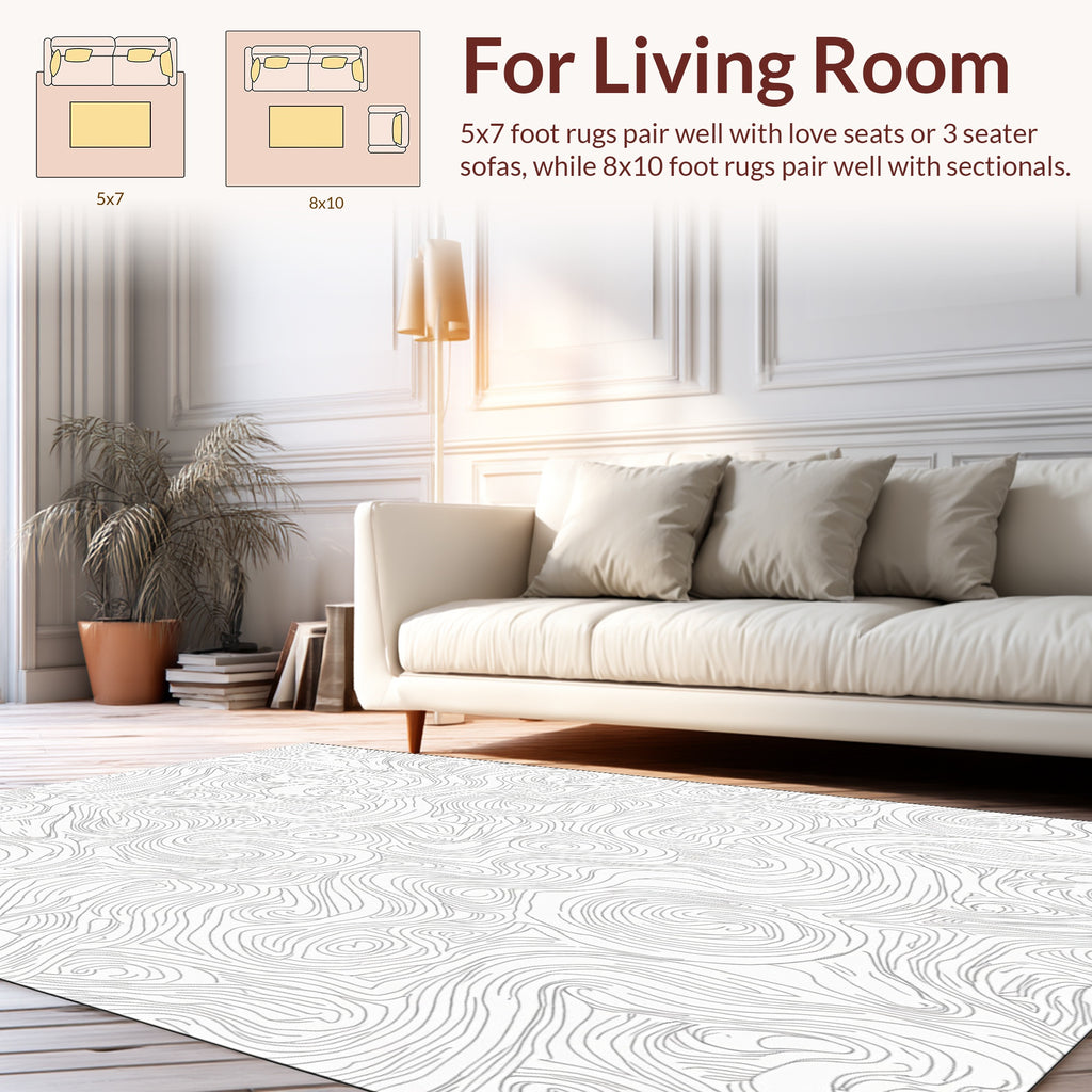 Abstract Swirling Line Pattern Rug