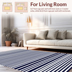 Classic Navy And White Stripe Rug
