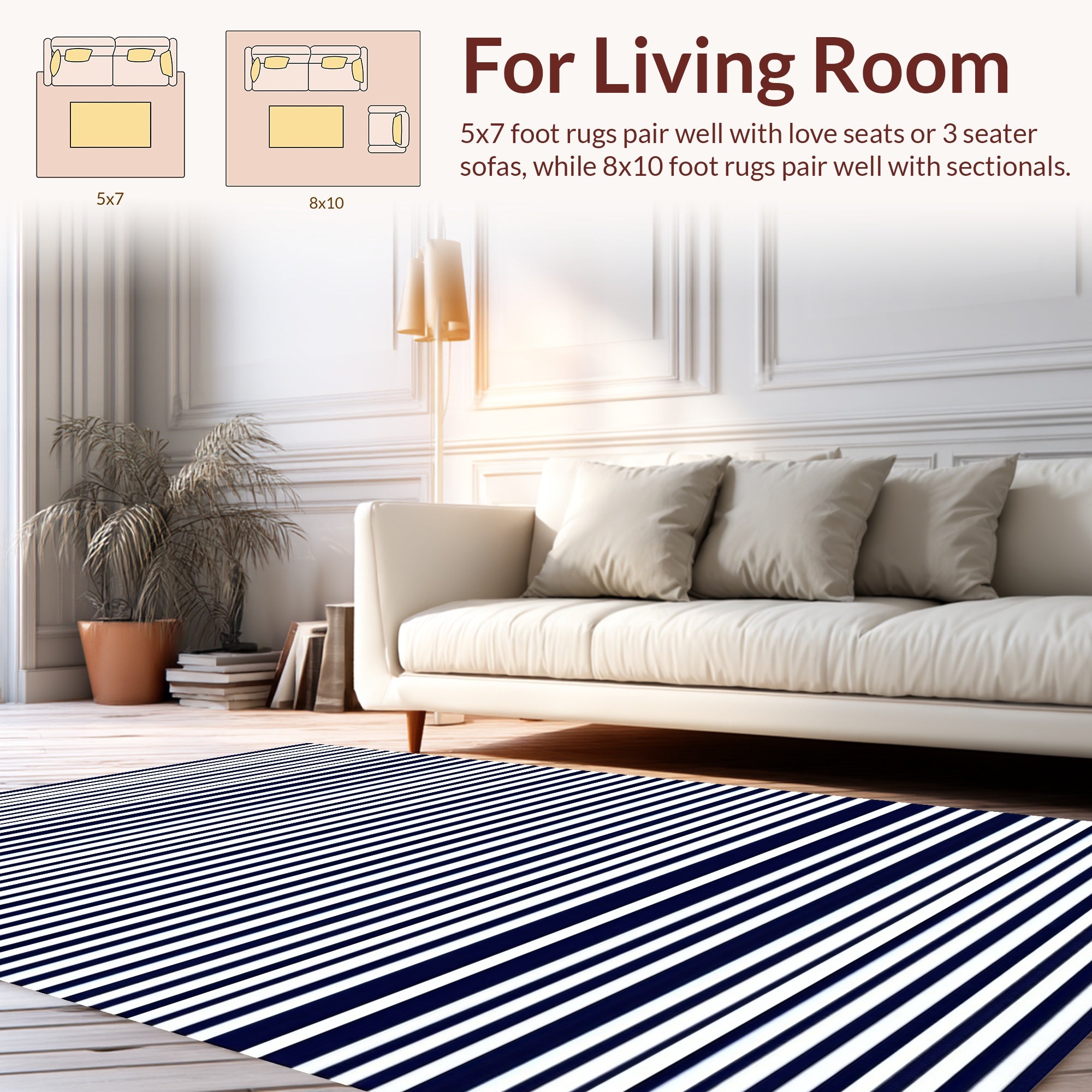 Classic Navy And White Stripe Rug