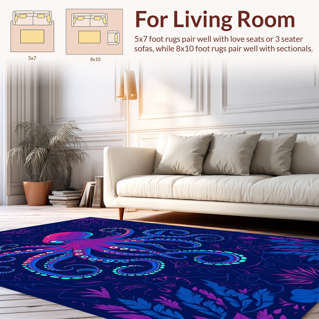 Vibrant Octopus Floral Swirl Design Rug