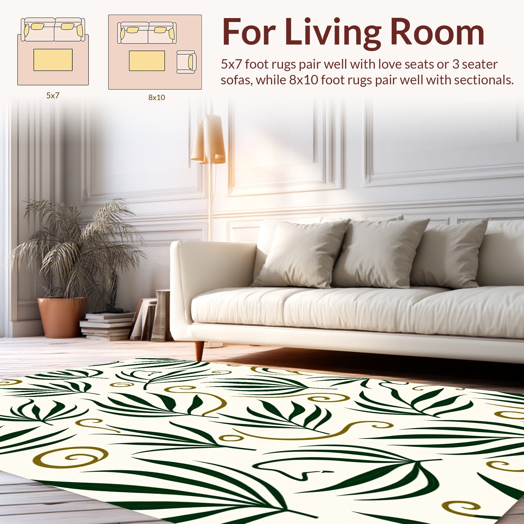 Tropical Leaf Vine Pattern Rug