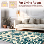 Classic Teal Floral Border Design Rug