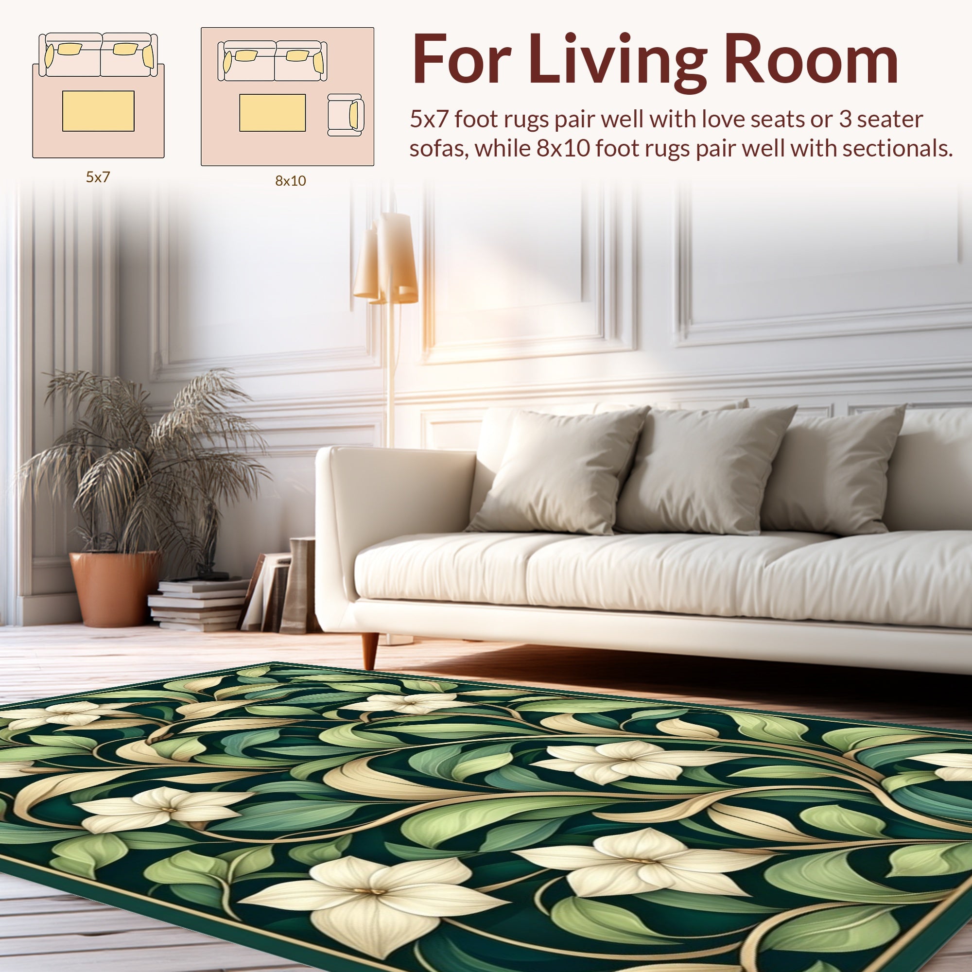 Ornate Floral Vine Pattern Rug