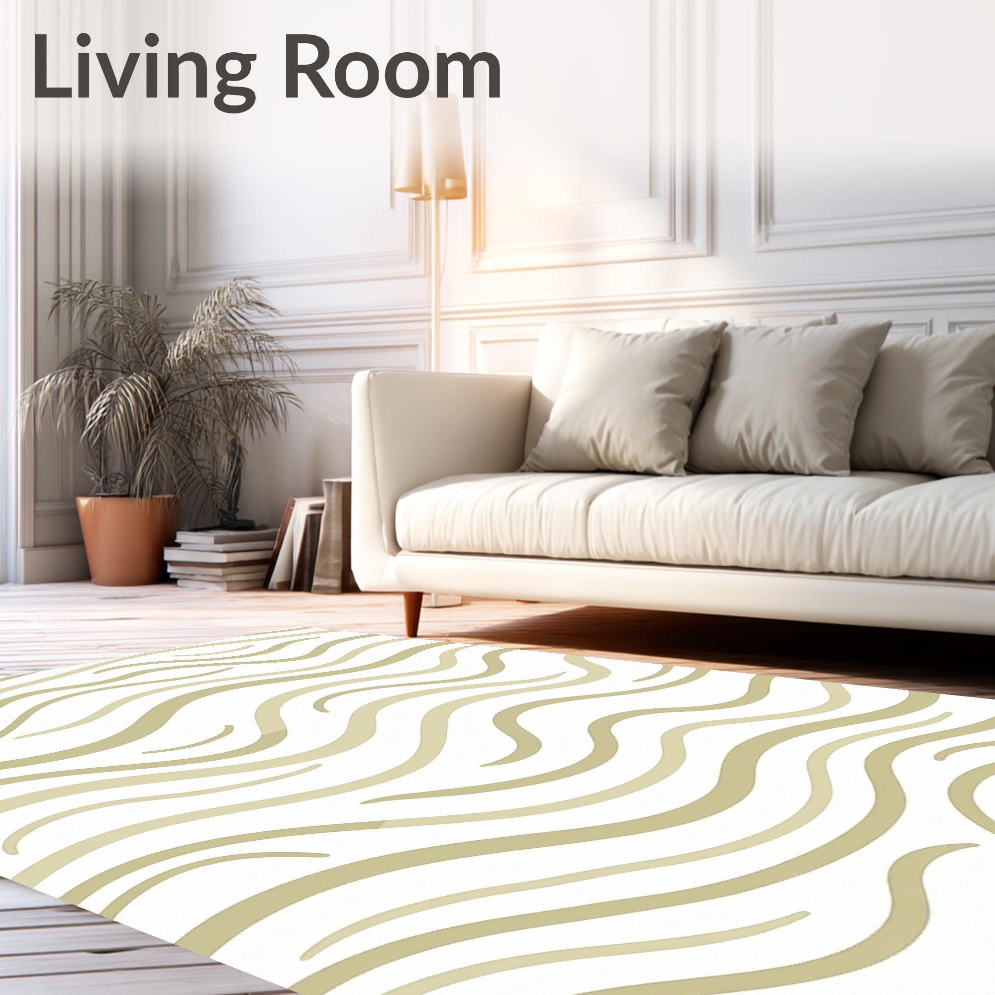 Oatmeal Cream Abstract Wavy Lines Rug
