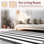 Bold Black White Pinstripe Design Rug