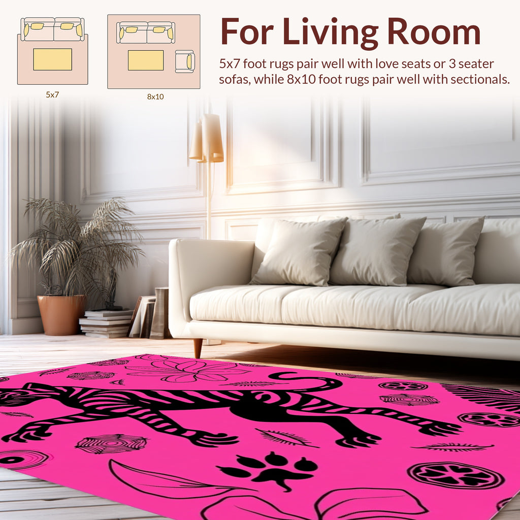 Vibrant Tiger Floral Pattern Art Rug