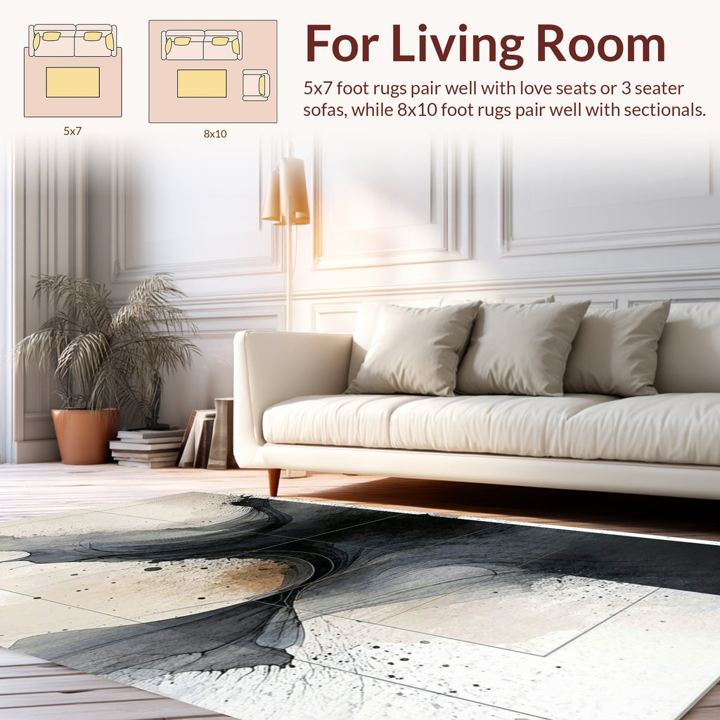 Abstract Ink Swirls With Soft Accent Rug