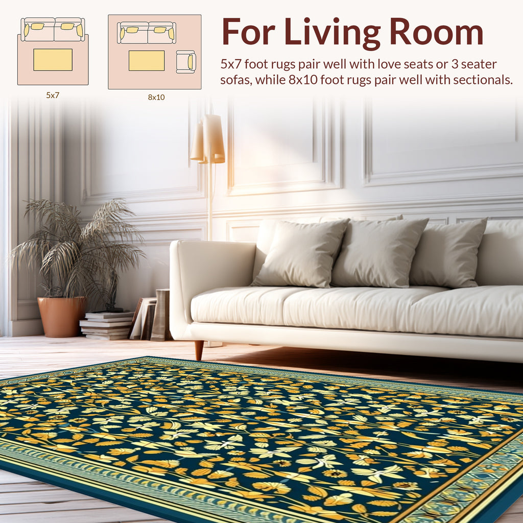 Floral Vines Garden Patterned Rug