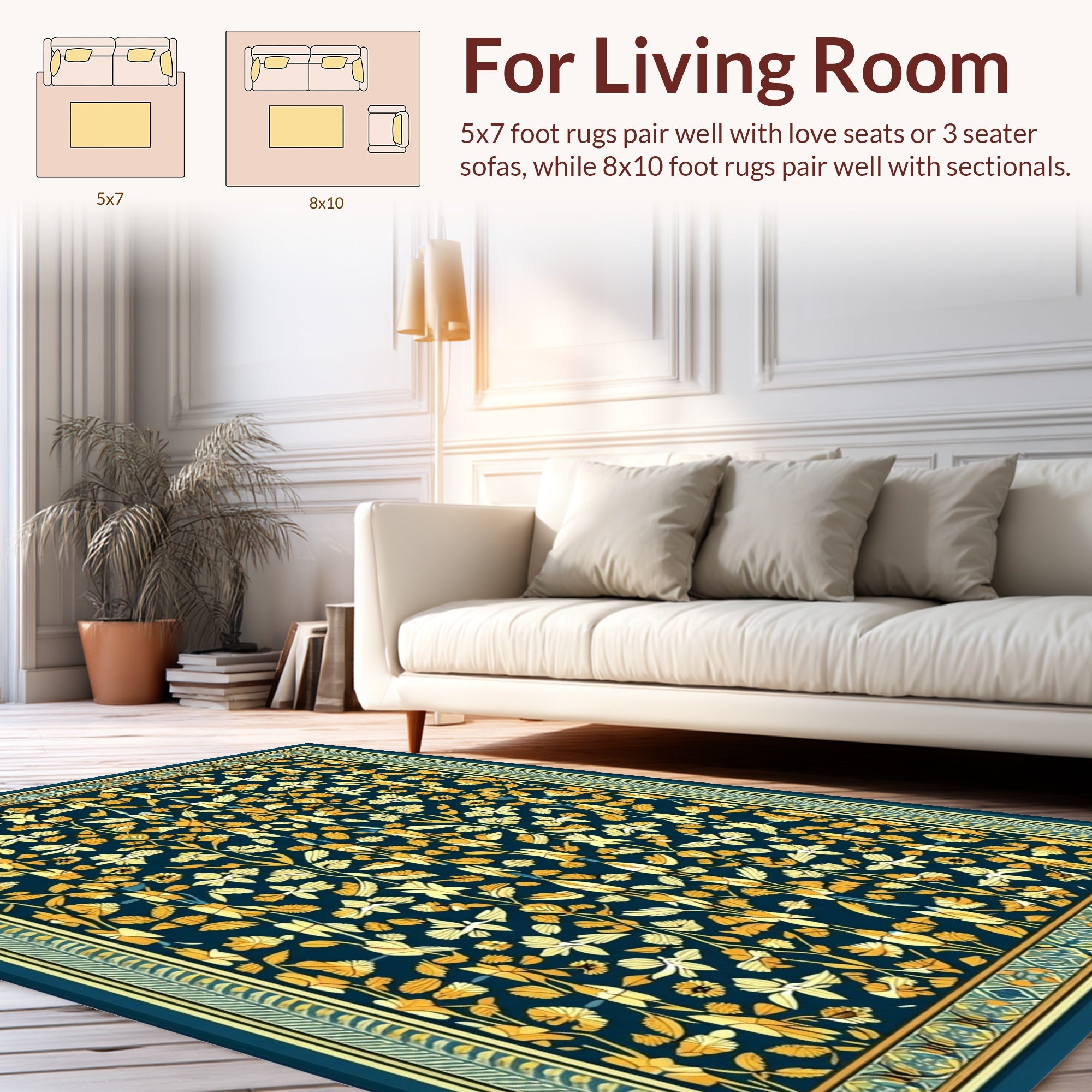 Floral Vines Garden Patterned Rug