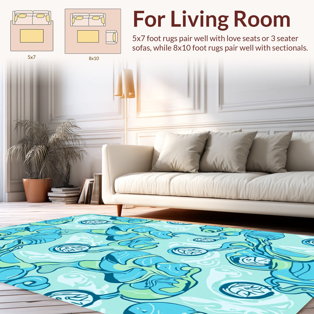 Abstract Aquatic Organic Flow Pattern Rug