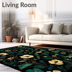 Dark Floral Botanical Garden Style Rug