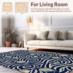 Oceanic Swirls and Floral Design Rug