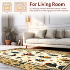 Antique Insect Floral Print Rug