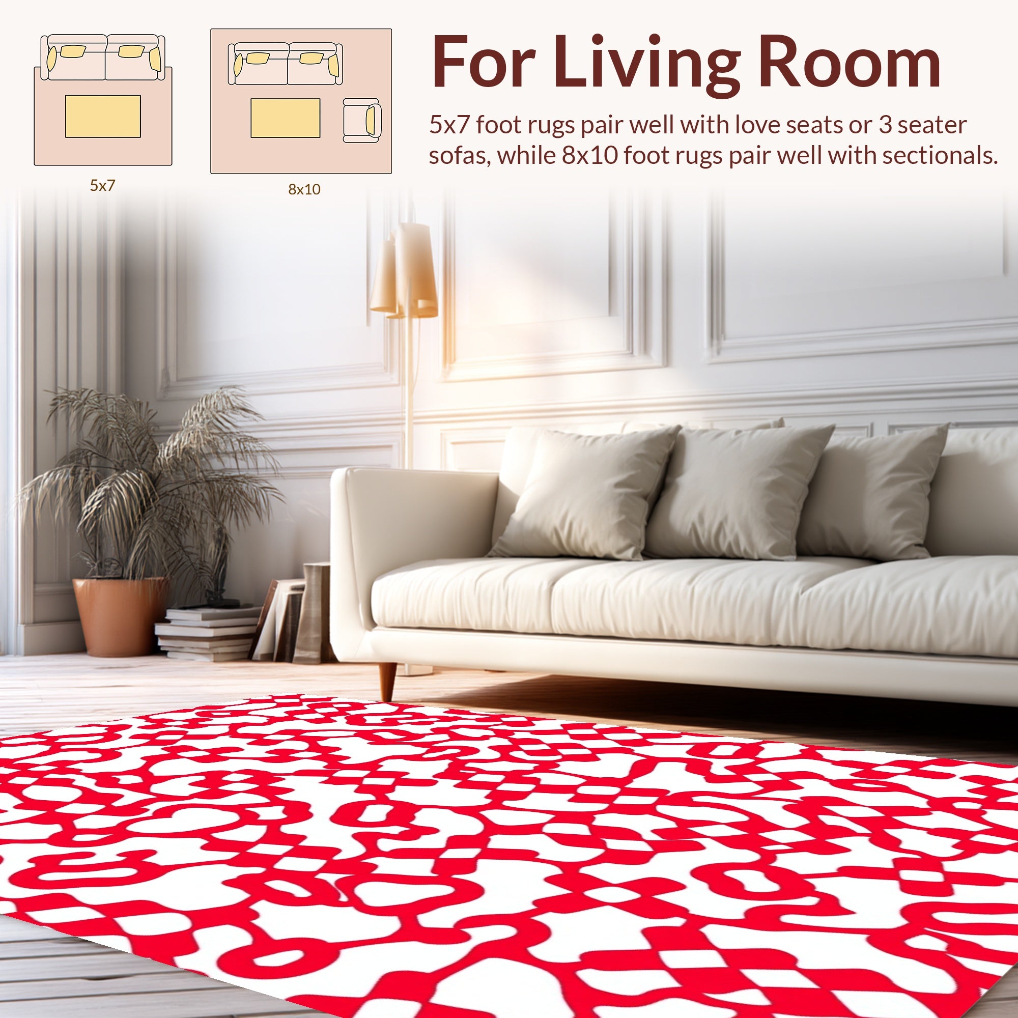 Bold Red Interlaced Cross Pattern Rug