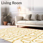 Golden Ochre Rough Stone Motif Rug