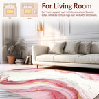 Pink Crimson Gold Marble Pattern Rug