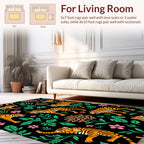 Vibrant Tiger Floral Jungle Pattern Rug