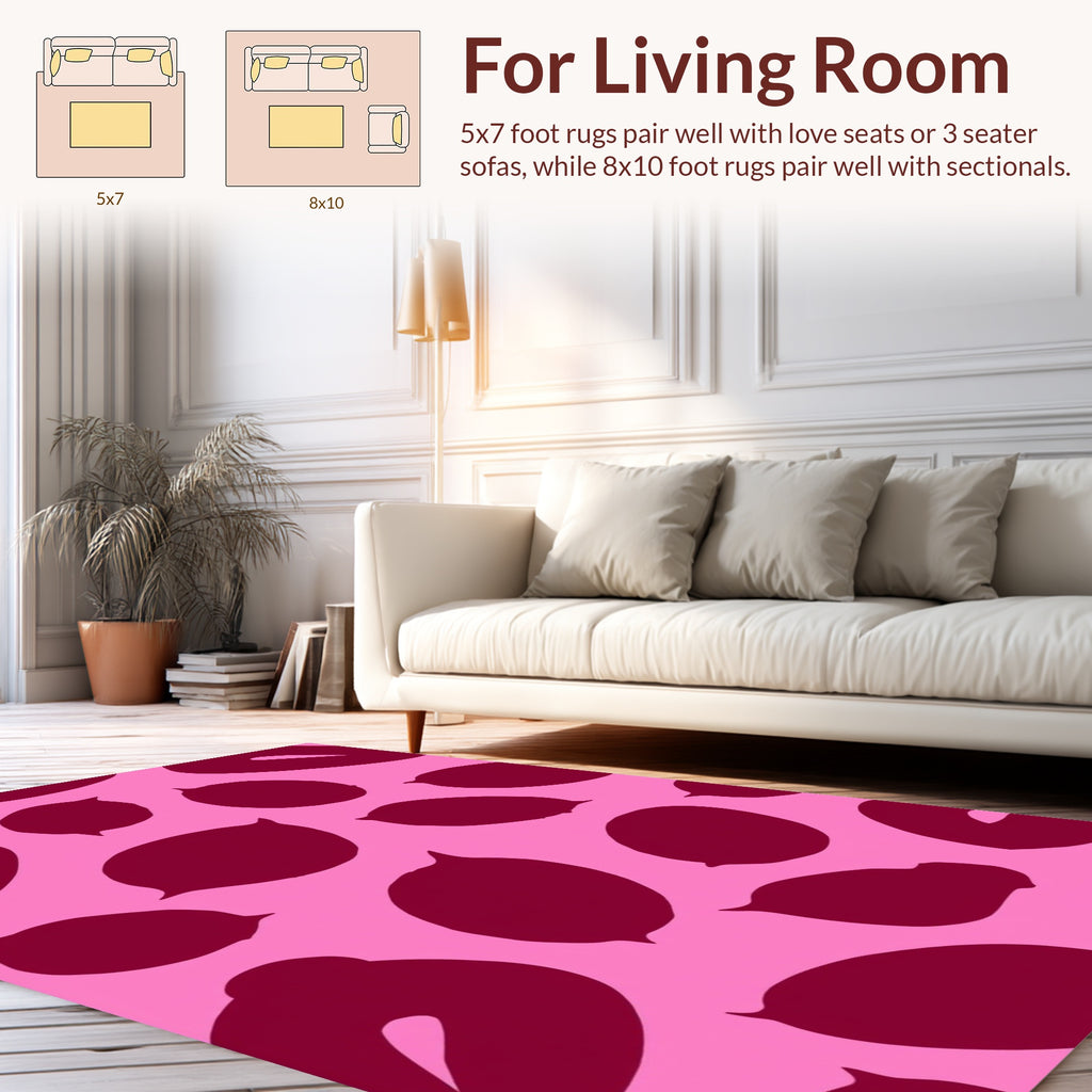 Pink Burgundy Large Fruit Pattern Rug