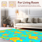 Whimsical Coral Yellow Turtle Pattern Rug