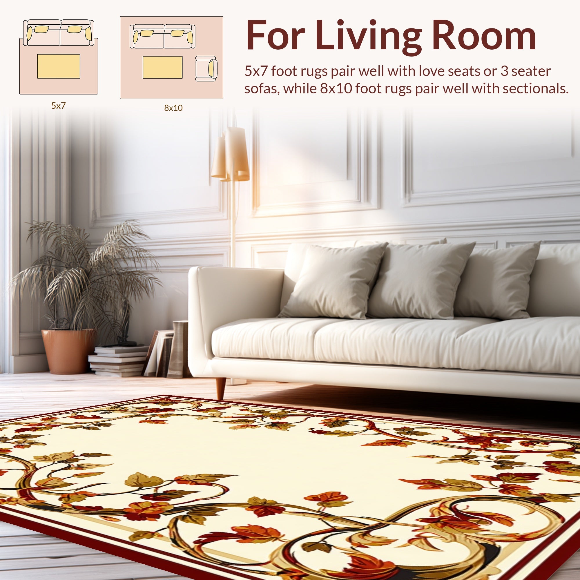 Ornate Floral Vines Autumn Rug