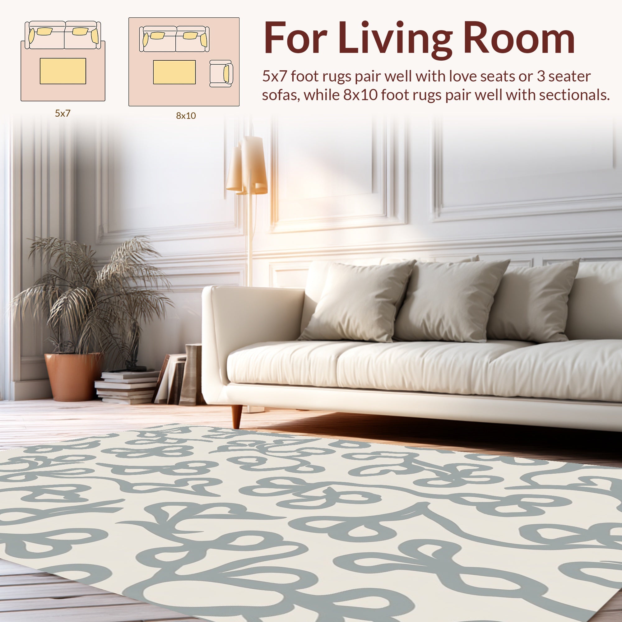 Abstract Vine Leaf Pattern Rug