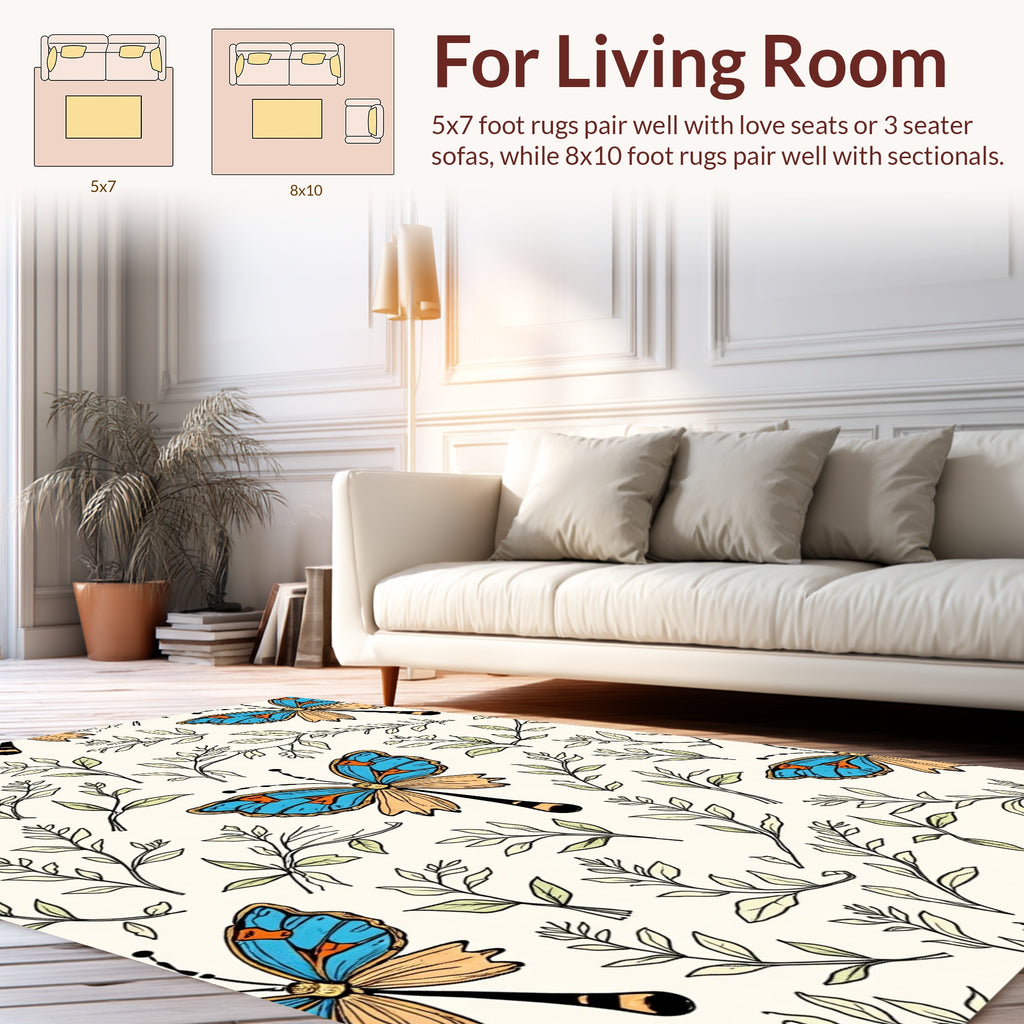 Nature Butterfly Botanical Art Rug