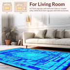 Abstract Blue Geometric Circuitry Rug