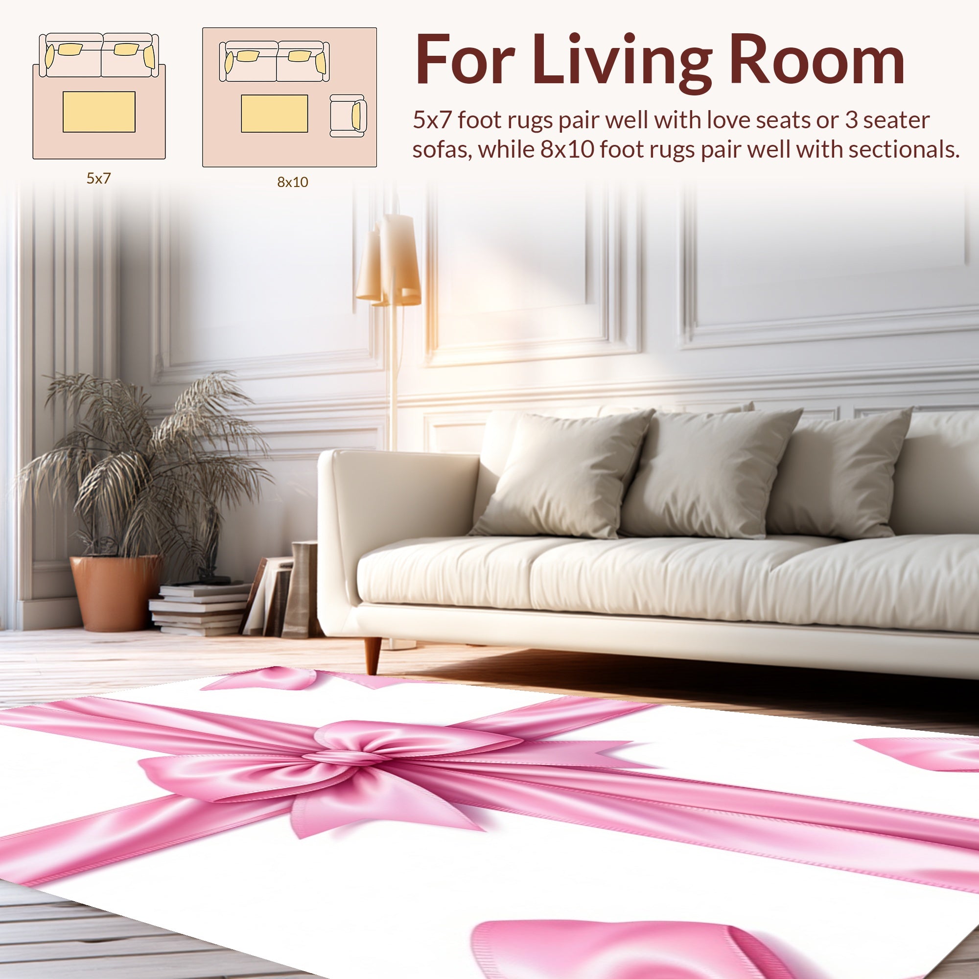 Soft Pink Satin Bow Pattern Rug