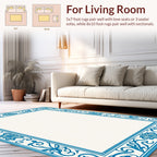 Vintage Blue Botanical Frame Design Rug