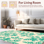 Teal Leafy Vine Pattern Design Rug