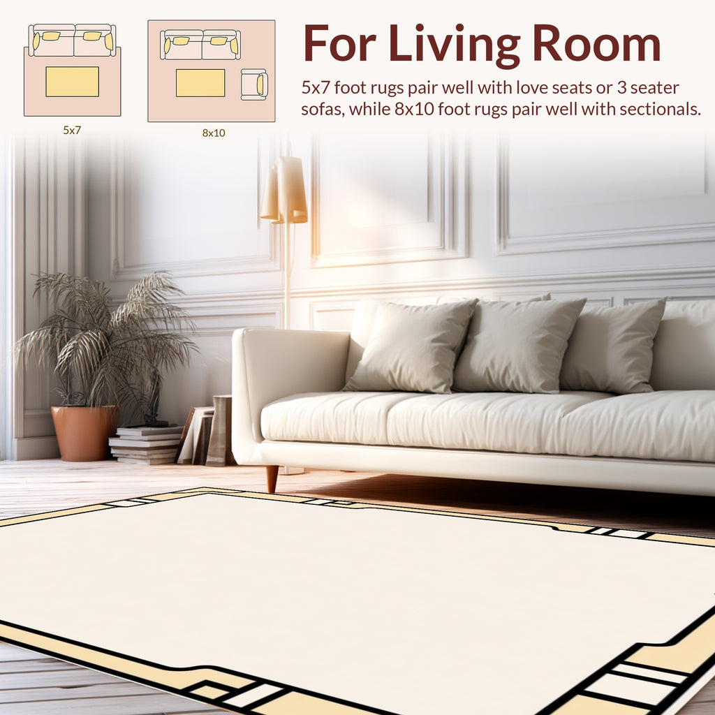 Geometric Lines Border Design Rug