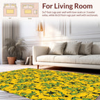 Art Nouveau Yellow Green Floral Pattern Rug