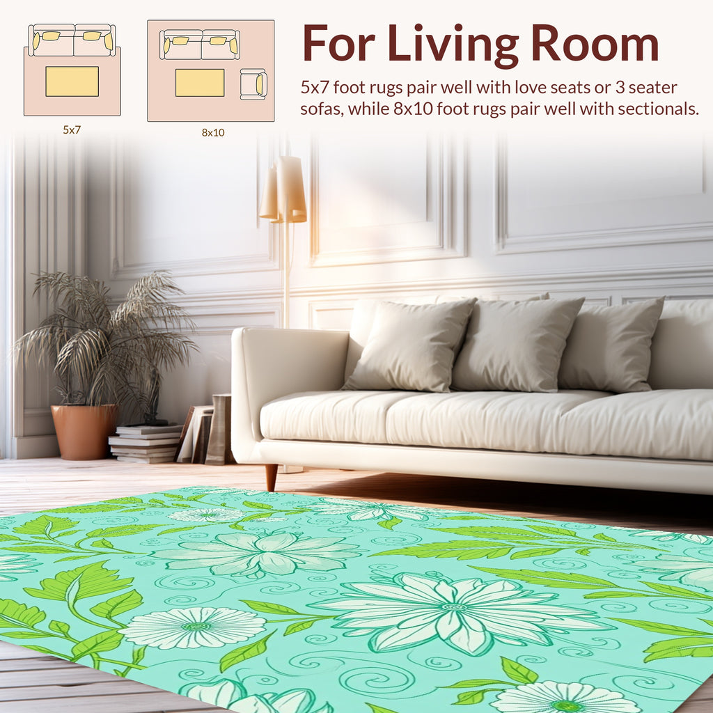 Hand Drawn Floral Swirl Pattern Rug