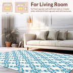 Classic Blue Floral Lattice Pattern Rug