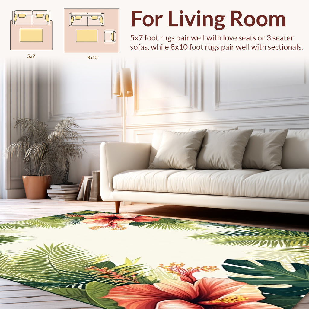 Tropical Hibiscus Leaf Pattern Rug