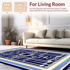 Geometric Lattice Inspired Dark Blue Rug