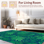 Lush Tropical Green Leaf Pattern Rug