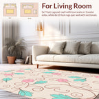 Delicate Pink Floral Swirls Pattern Rug
