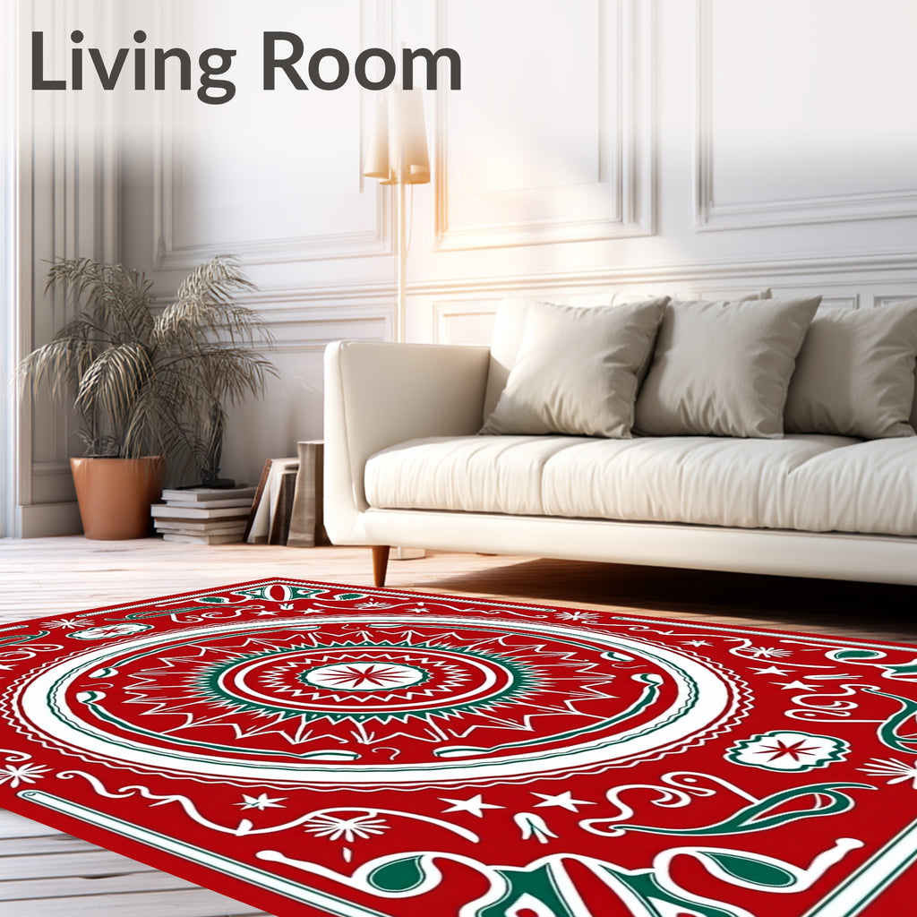 Bold Red Festivity Medallion Rug