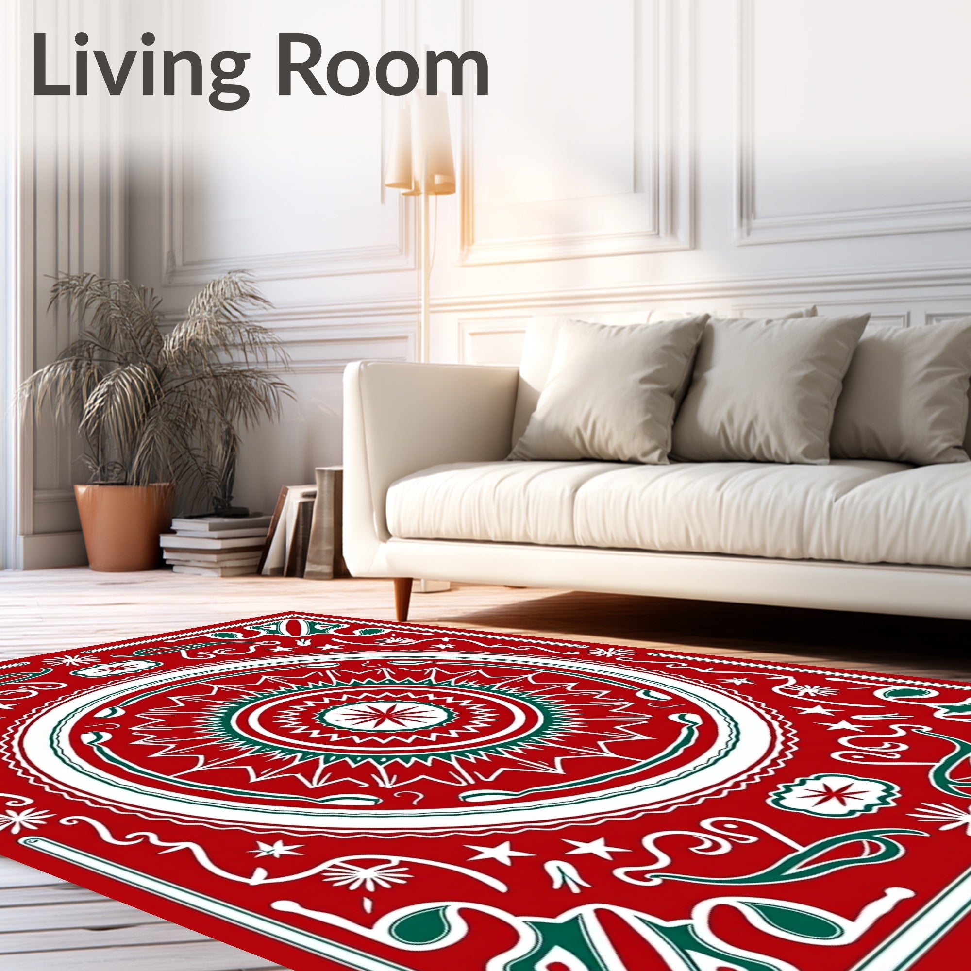 Bold Red Festivity Medallion Rug