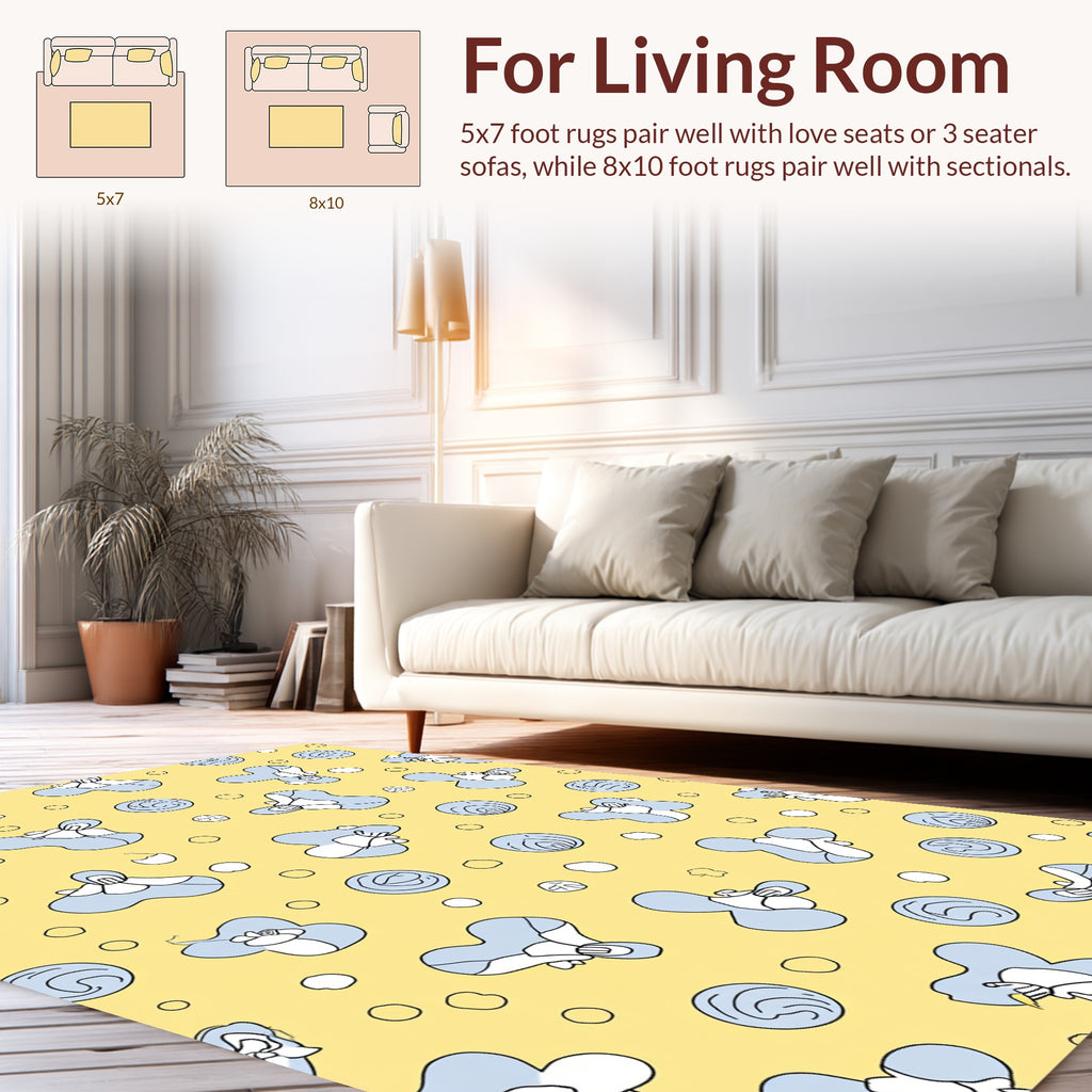 Blue Floral Abstract Pattern Rug