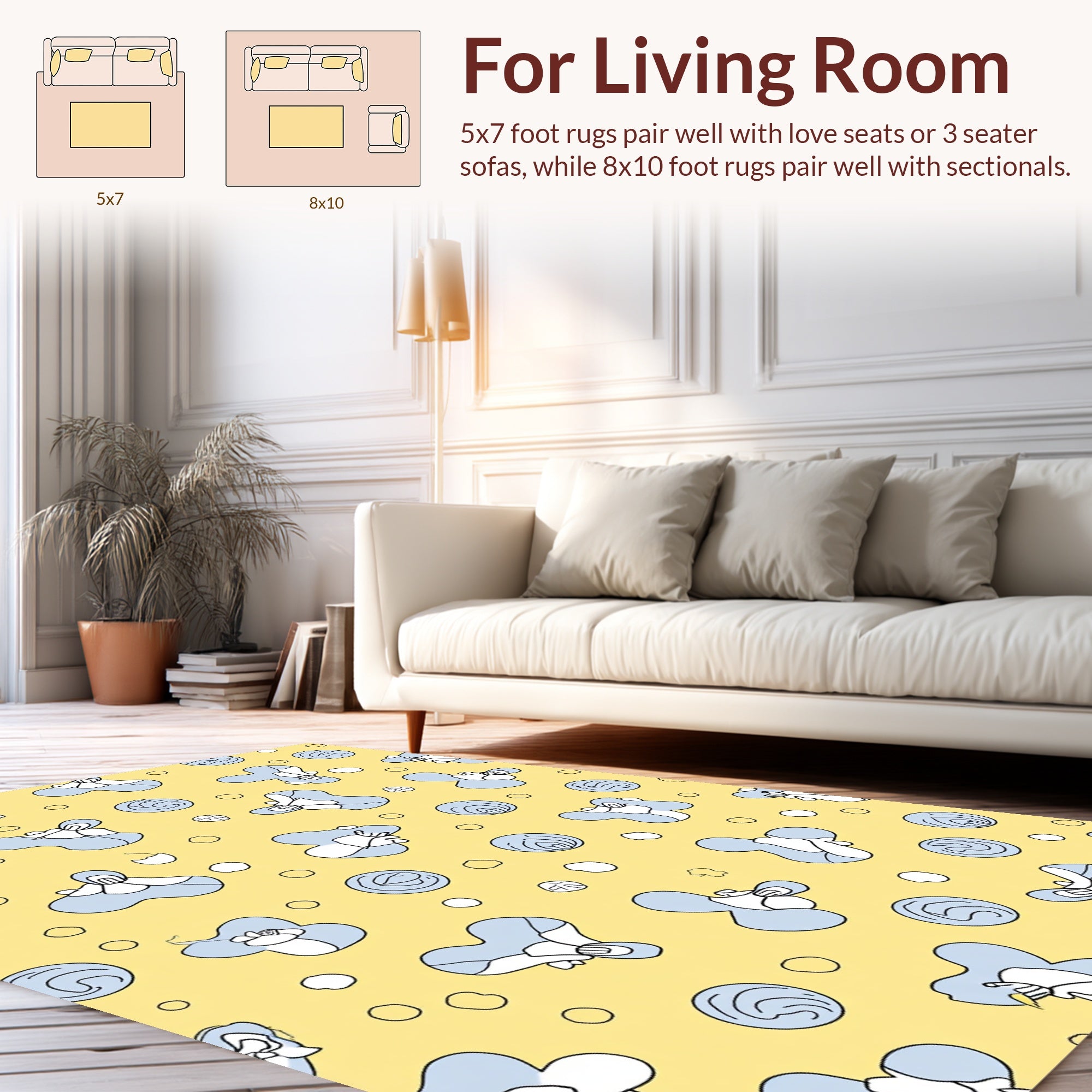 Blue Floral Abstract Pattern Rug